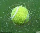 Теннисный мяч мокрый после дождливый день